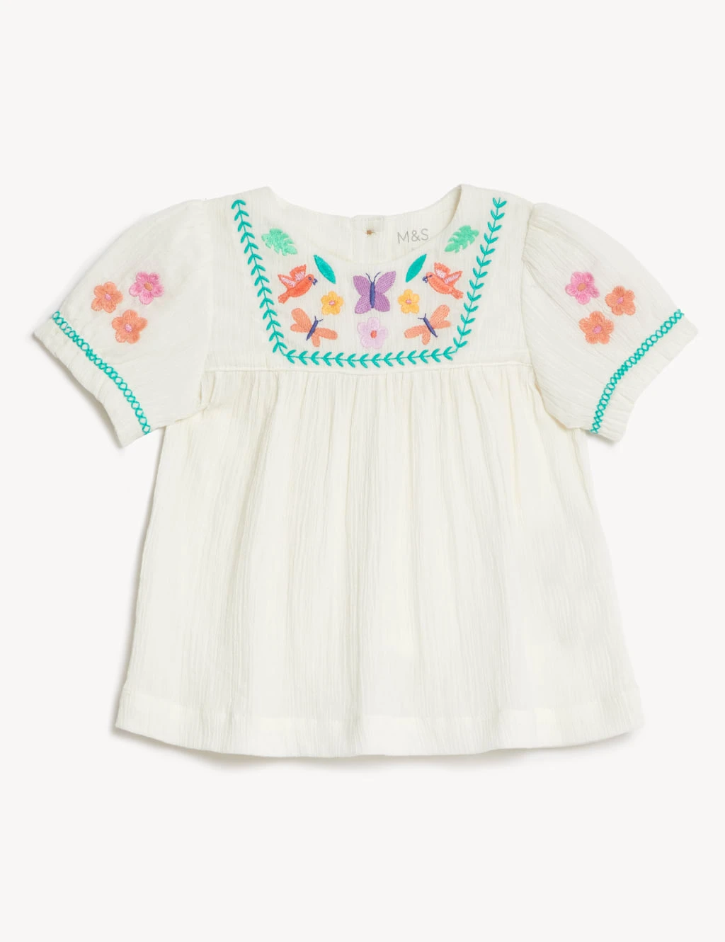 2pc Pure Cotton Embroidered Outfit (0-3 Yrs) 4 2pc Pure Cotton Embroidered Outfit (0-3 Yrs) - Image 4