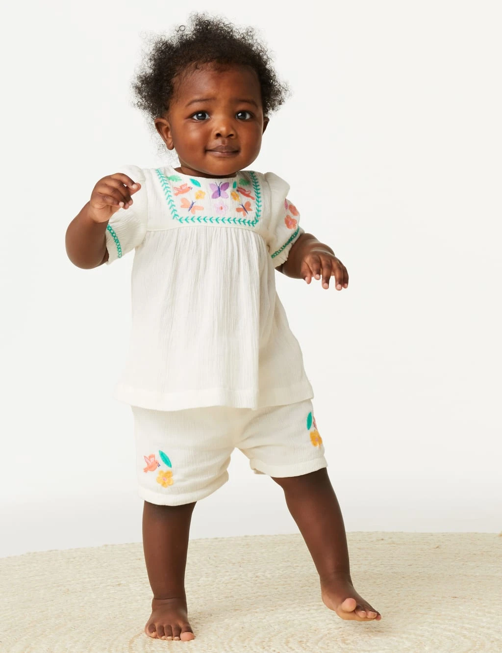 2pc Pure Cotton Embroidered Outfit (0-3 Yrs) 8 2pc Pure Cotton Embroidered Outfit (0-3 Yrs) - Image 8