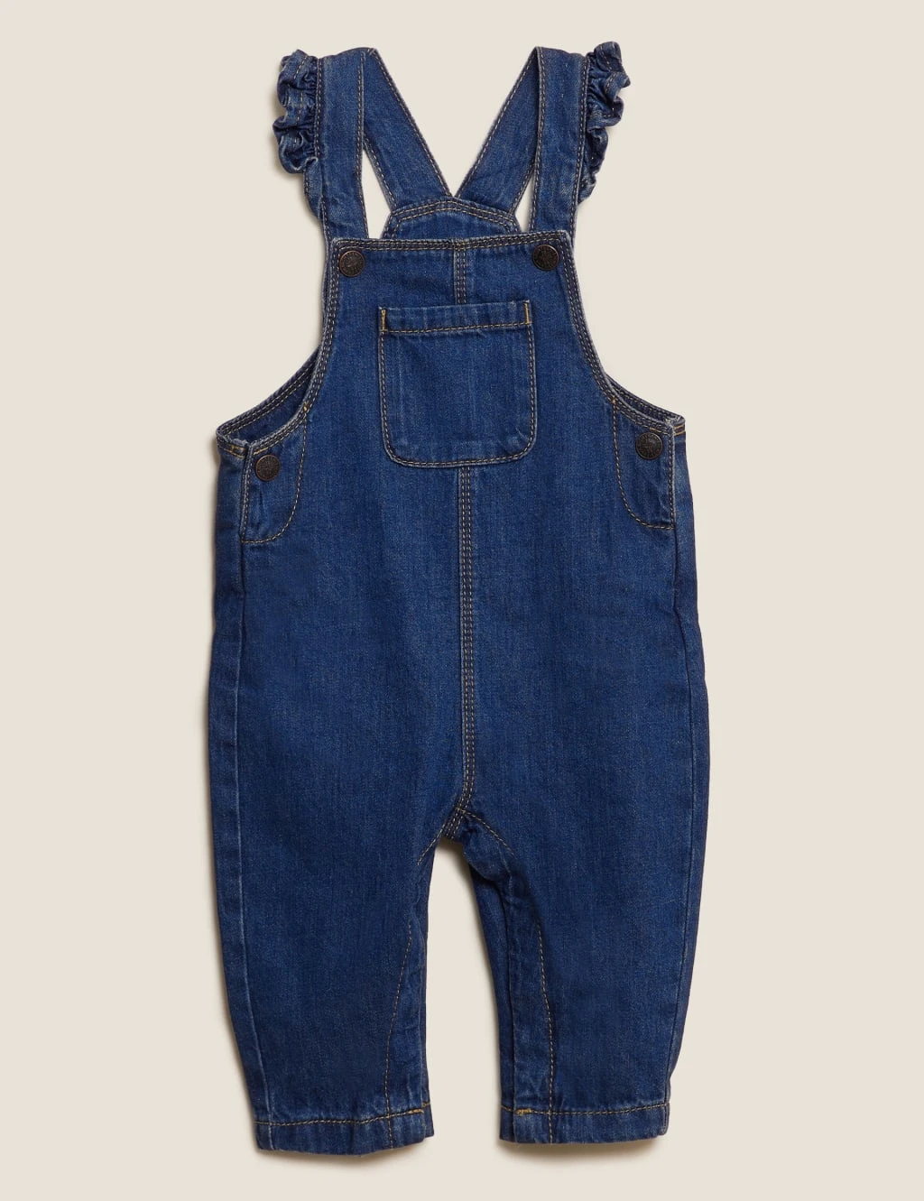 2pc Pure Cotton Denim Dungaree Outfit (0-3 Yrs) 3 2pc Pure Cotton Denim Dungaree Outfit (0-3 Yrs) - Image 3