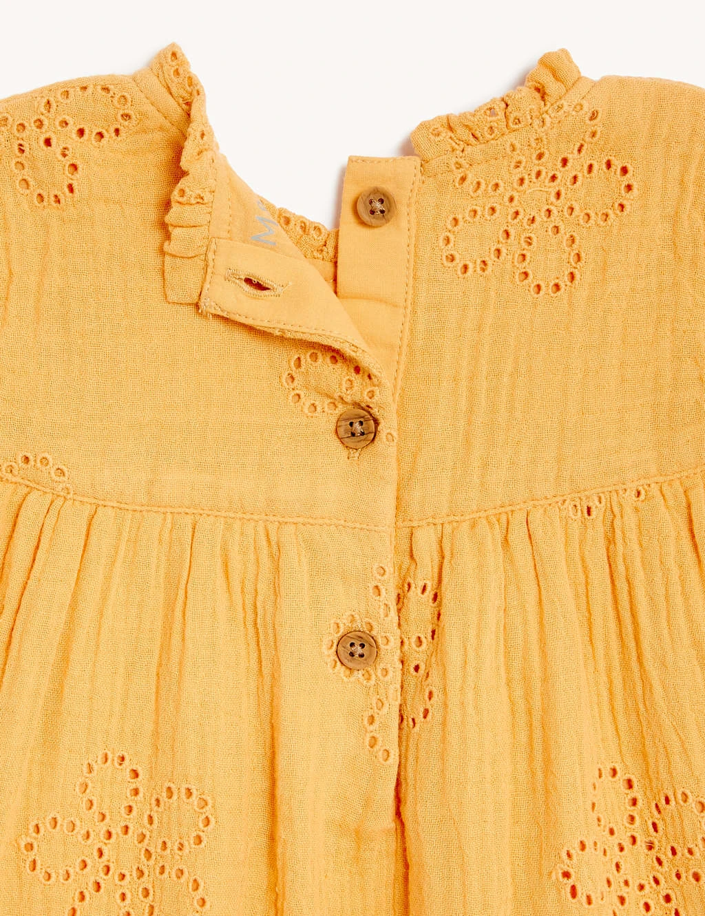 No Brand Pure Cotton Embroidered Tiered Dress (0-3 Yrs) 3 No Brand Pure Cotton Embroidered Tiered Dress (0-3 Yrs) - Image 3