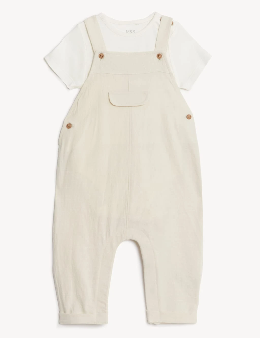 2pc Cotton Blend Dungarees Outfit (0-3 Yrs) 2 2pc Cotton Blend Dungarees Outfit (0-3 Yrs) - Image 2