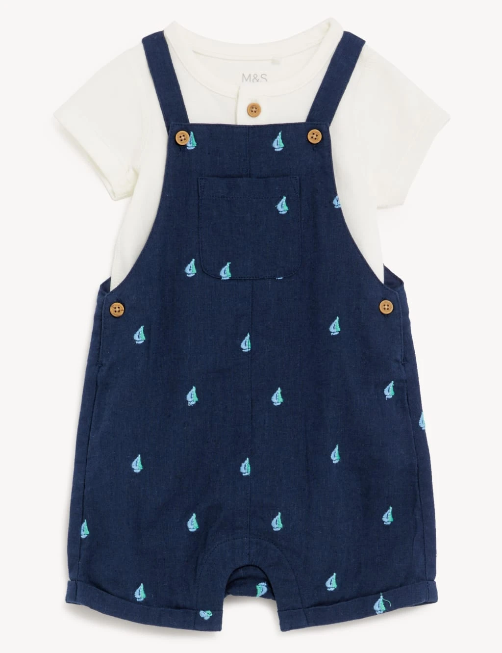 2pc Cotton Rich Embroidered Boat Outfit (0-3 Yrs) 1 2pc Cotton Rich Embroidered Boat Outfit (0-3 Yrs)