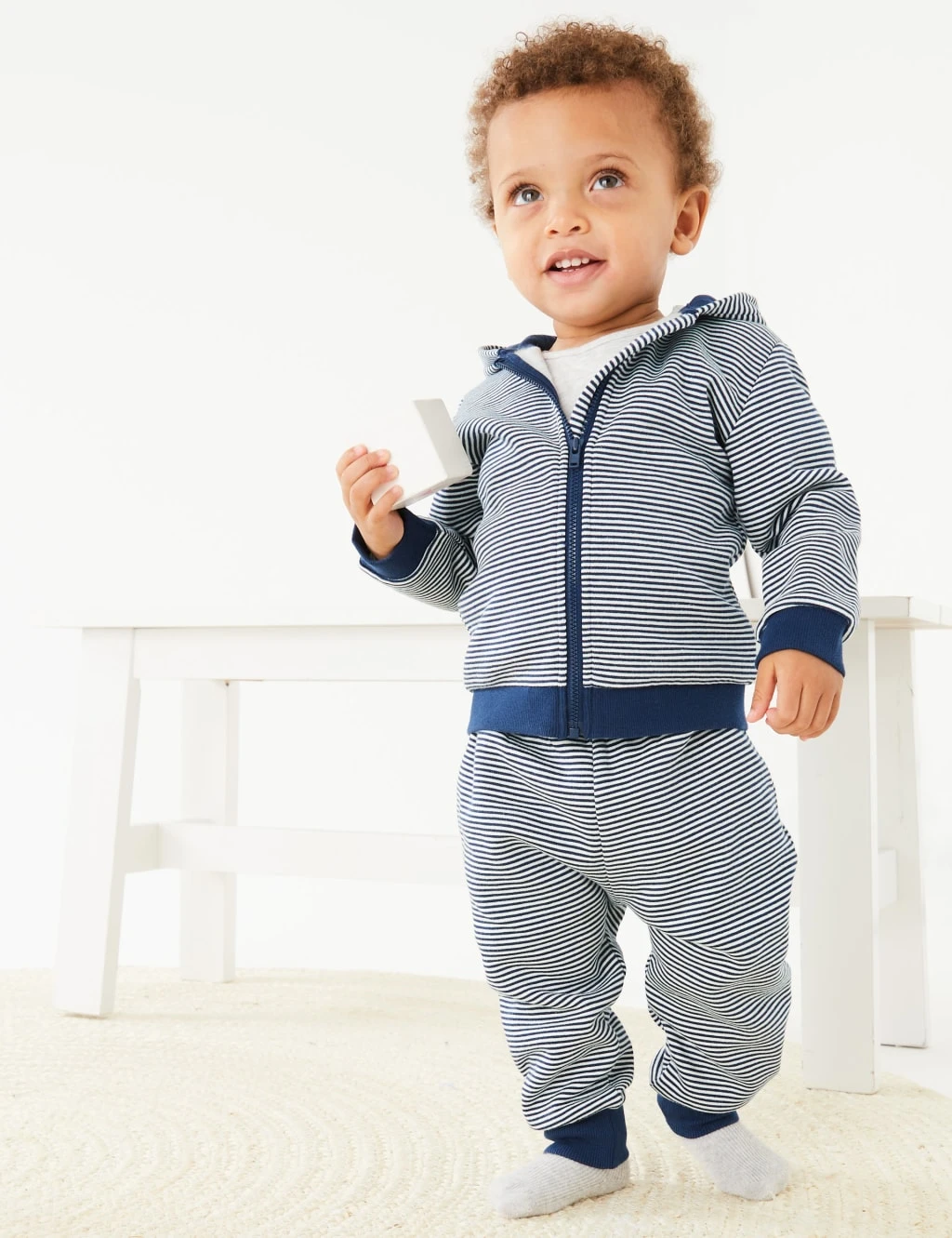 Cotton Rich Striped Joggers (0-3 Yrs) 1 Cotton Rich Striped Joggers (0-3 Yrs)