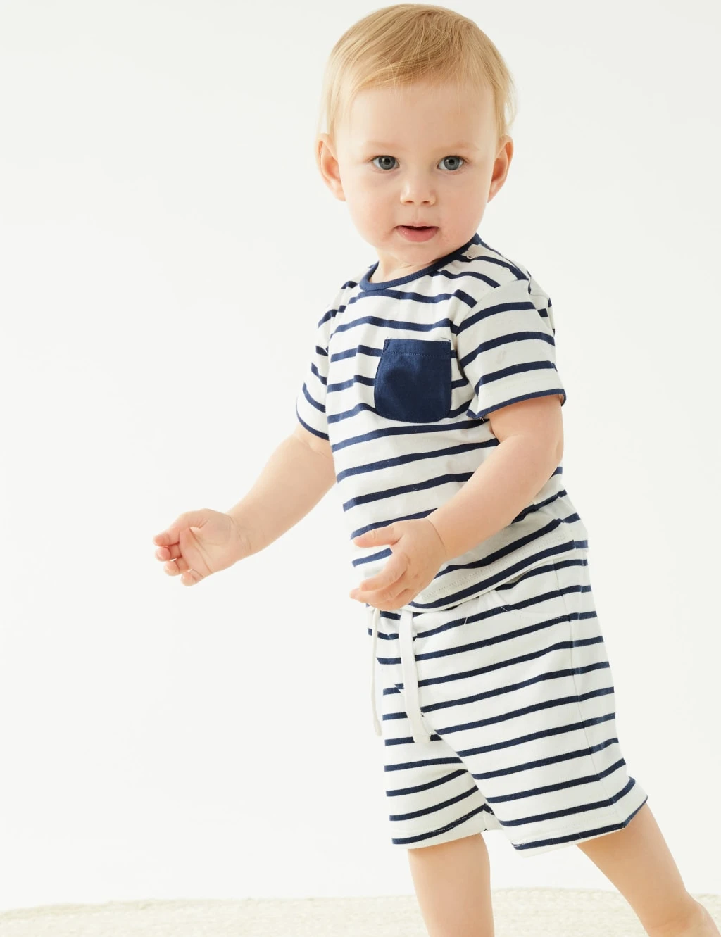 Cotton Rich Striped Shorts (0-3 Yrs) 1 Cotton Rich Striped Shorts (0-3 Yrs)