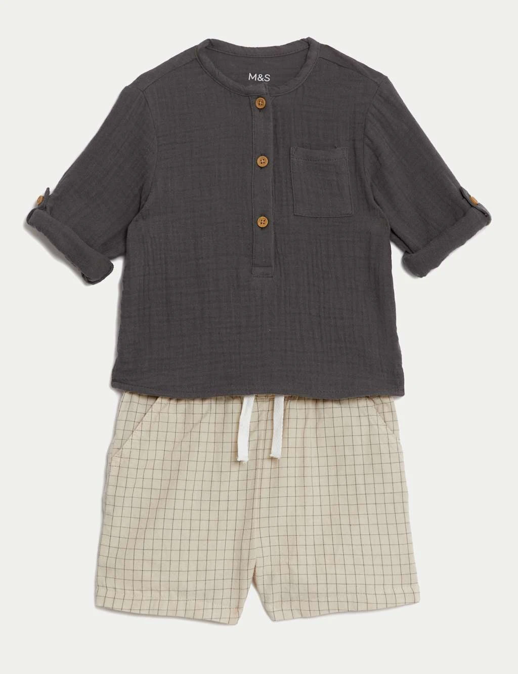 2pc Pure Cotton Checked Outfit (0-3 Yrs) 2 2pc Pure Cotton Checked Outfit (0-3 Yrs) - Image 2