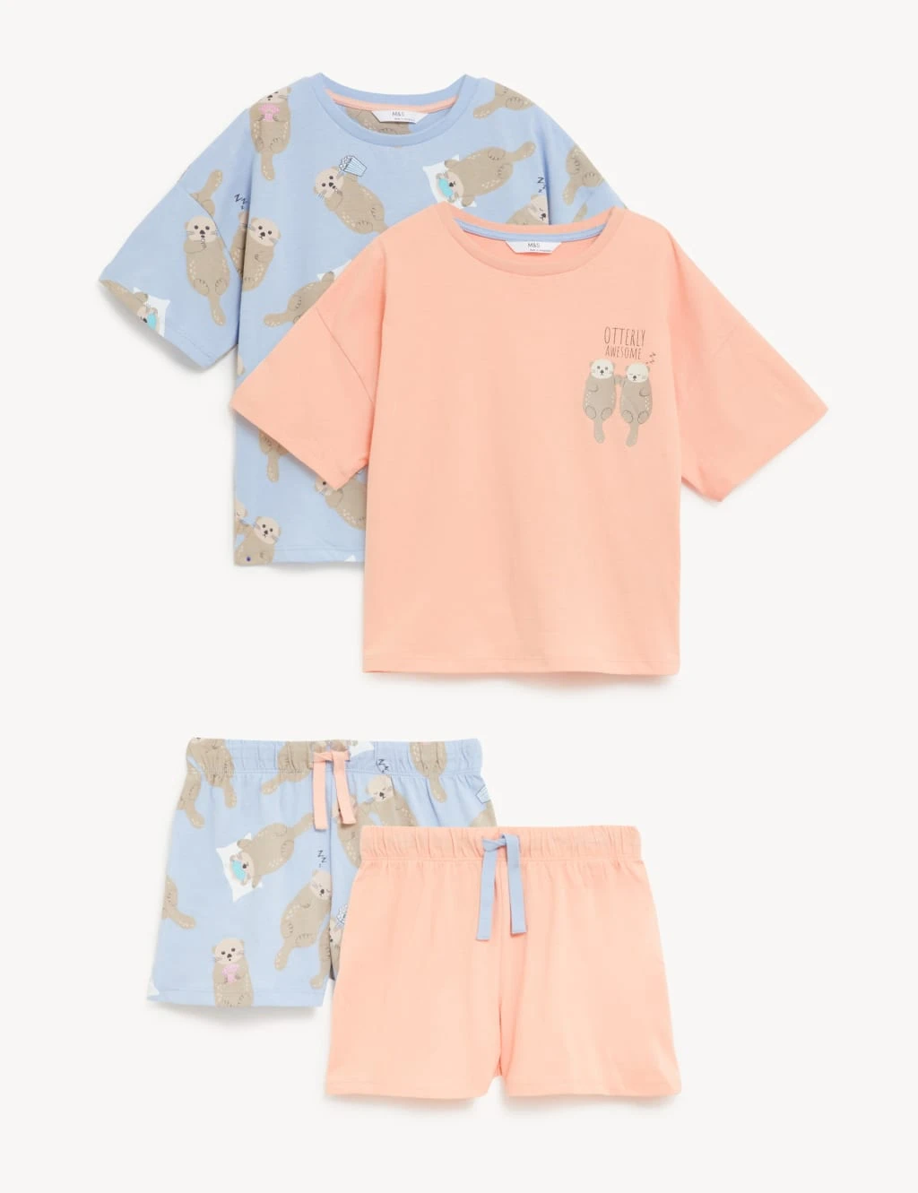2pk Pure Cotton Otter Short Pyjama Sets (6-16 Yrs) 1 2pk Pure Cotton Otter Short Pyjama Sets (6-16 Yrs)