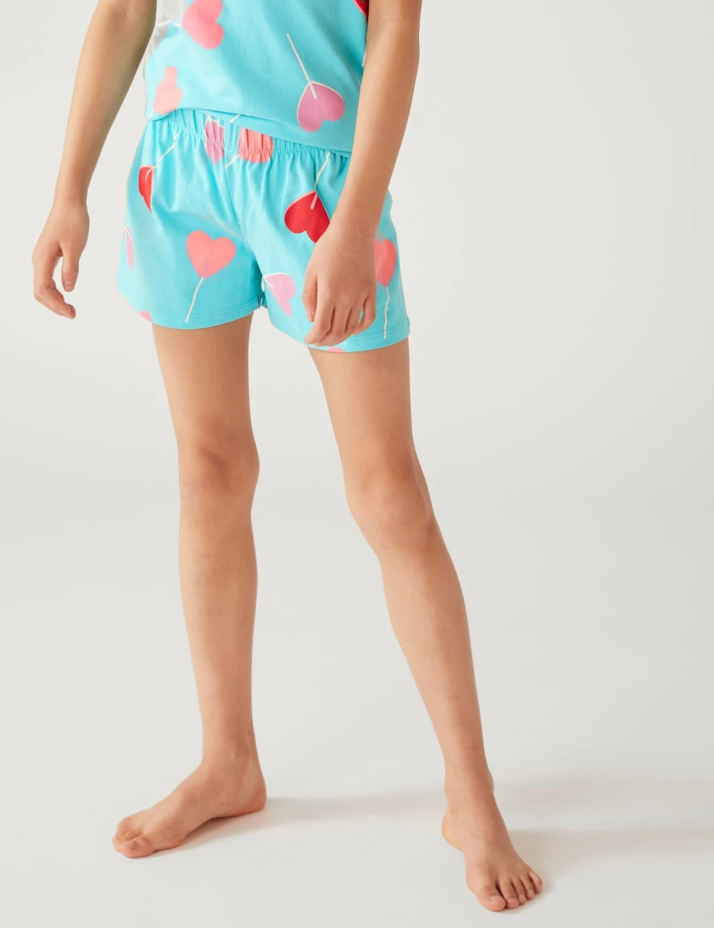 Cotton Rich Heart Lolly Short Pyjama Set (7-16 Yrs) 4 Cotton Rich Heart Lolly Short Pyjama Set (7-16 Yrs) - Image 4