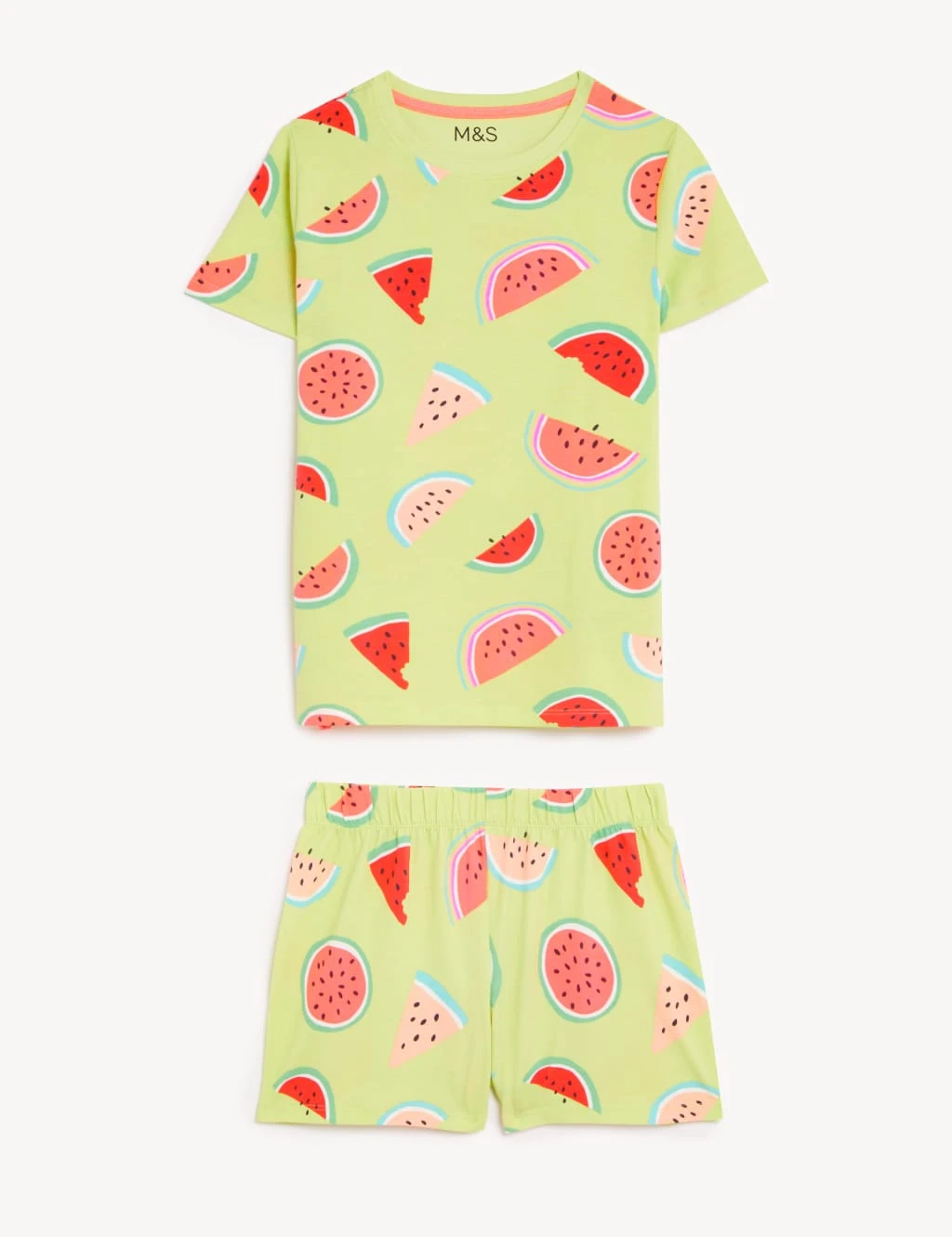 Cotton Rich Watermelon Short Pyjama Set (7-16 Yrs) 2 Cotton Rich Watermelon Short Pyjama Set (7-16 Yrs) - Image 2