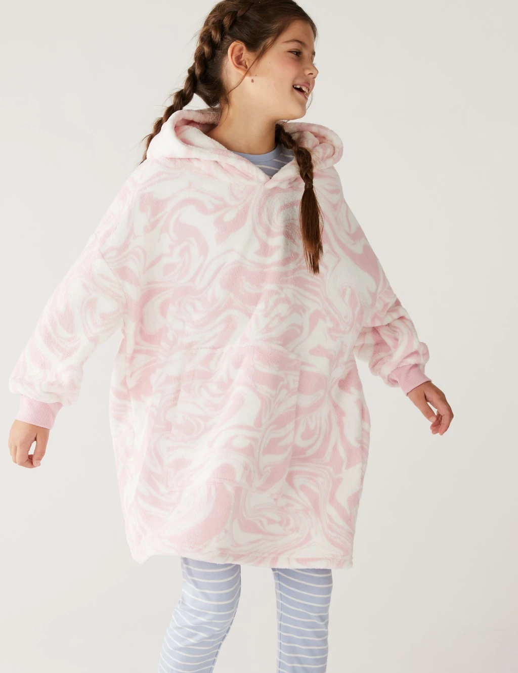 Fleece Marble Print Oversized Hoodie (3-16 Yrs) 1 Fleece Marble Print Oversized Hoodie (3-16 Yrs)