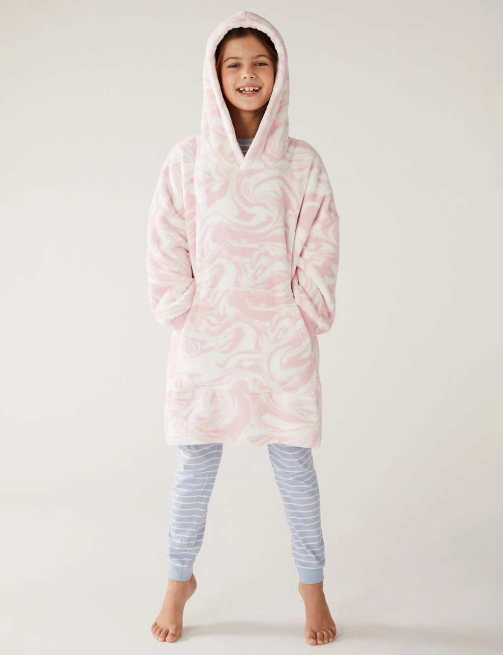 Fleece Marble Print Oversized Hoodie (3-16 Yrs) 3 Fleece Marble Print Oversized Hoodie (3-16 Yrs) - Image 3