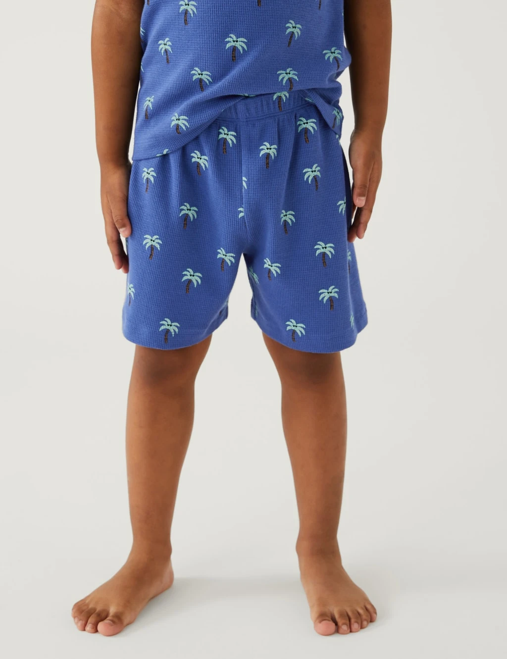 Pure Cotton Palm Tree Waffle Short Pyjama Set (1-8 Yrs) 4 Pure Cotton Palm Tree Waffle Short Pyjama Set (1-8 Yrs) - Image 4