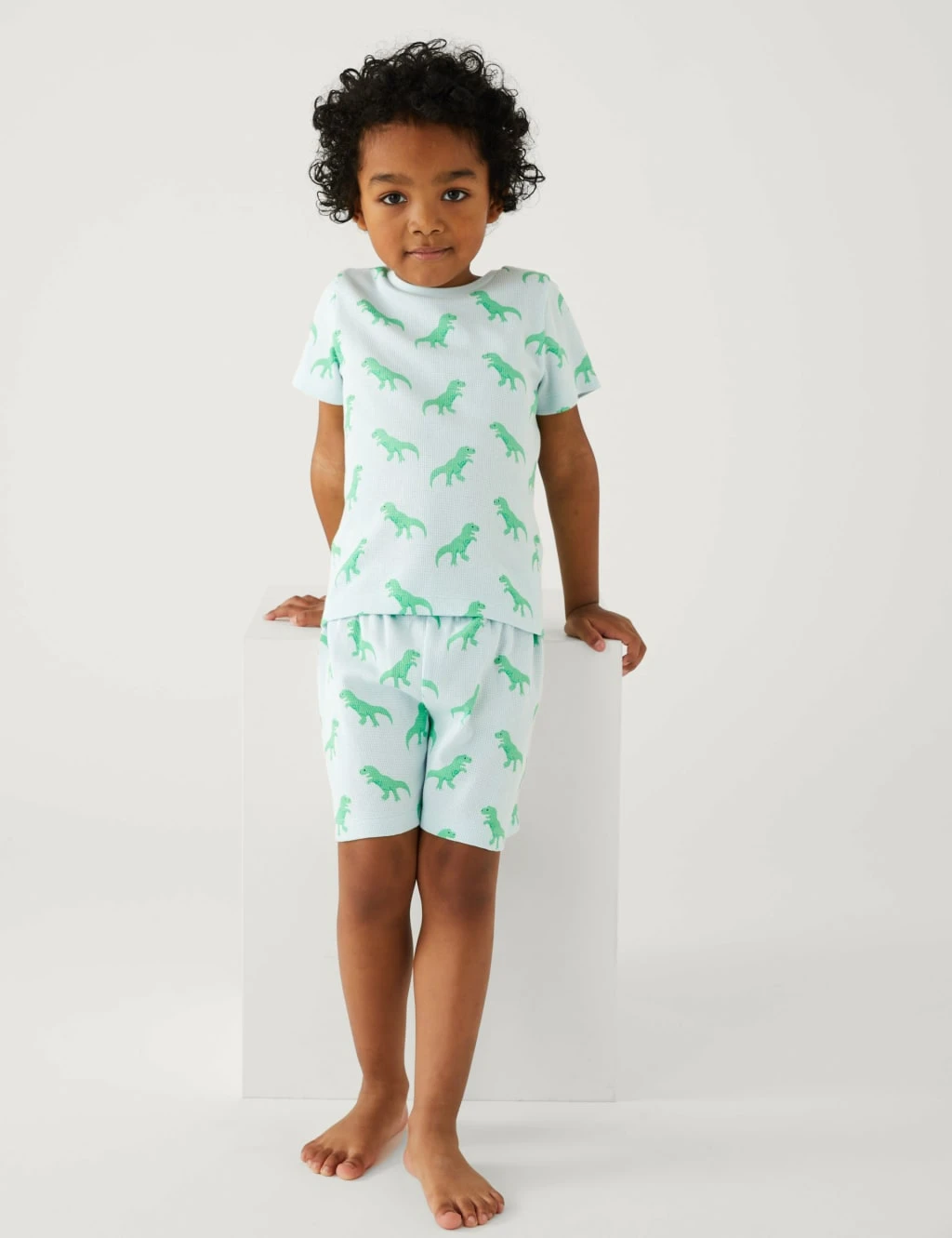 Pure Cotton Dinosaur Waffle Short Pyjama Set (1-8 Yrs) 1 Pure Cotton Dinosaur Waffle Short Pyjama Set (1-8 Yrs)