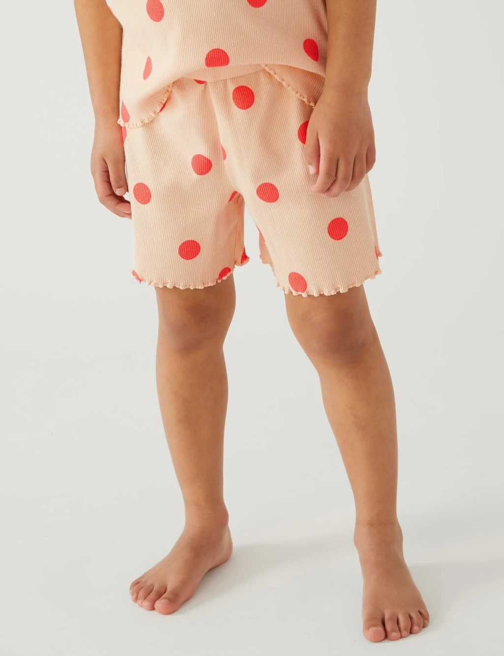 Cotton Rich Spotted Rib Short Pyjama Set (1-8 Yrs) 3 Cotton Rich Spotted Rib Short Pyjama Set (1-8 Yrs) - Image 3