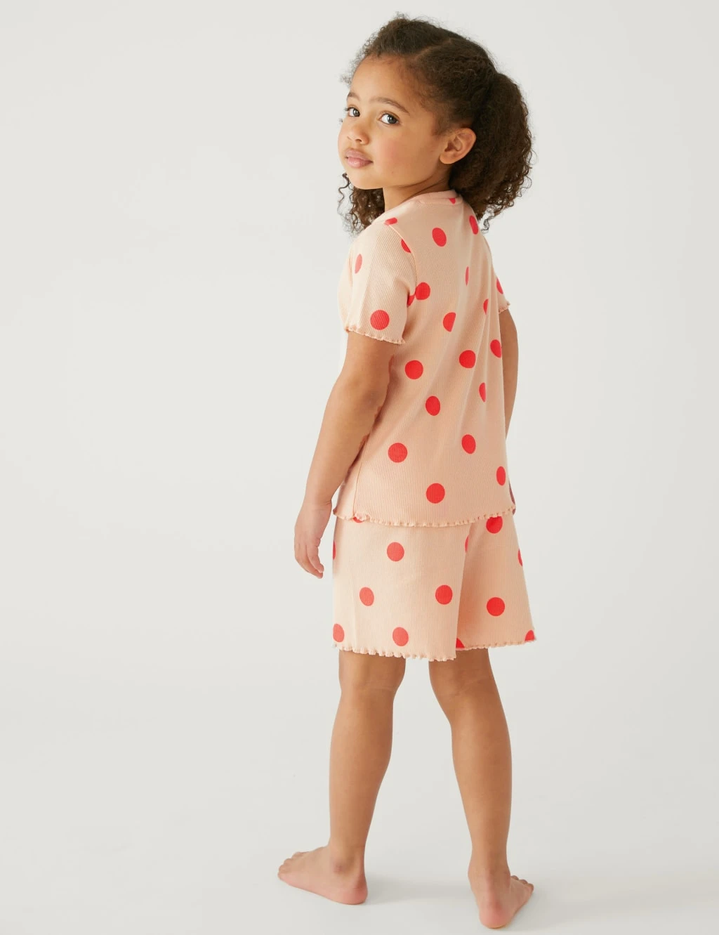 Cotton Rich Spotted Rib Short Pyjama Set (1-8 Yrs) 4 Cotton Rich Spotted Rib Short Pyjama Set (1-8 Yrs) - Image 4