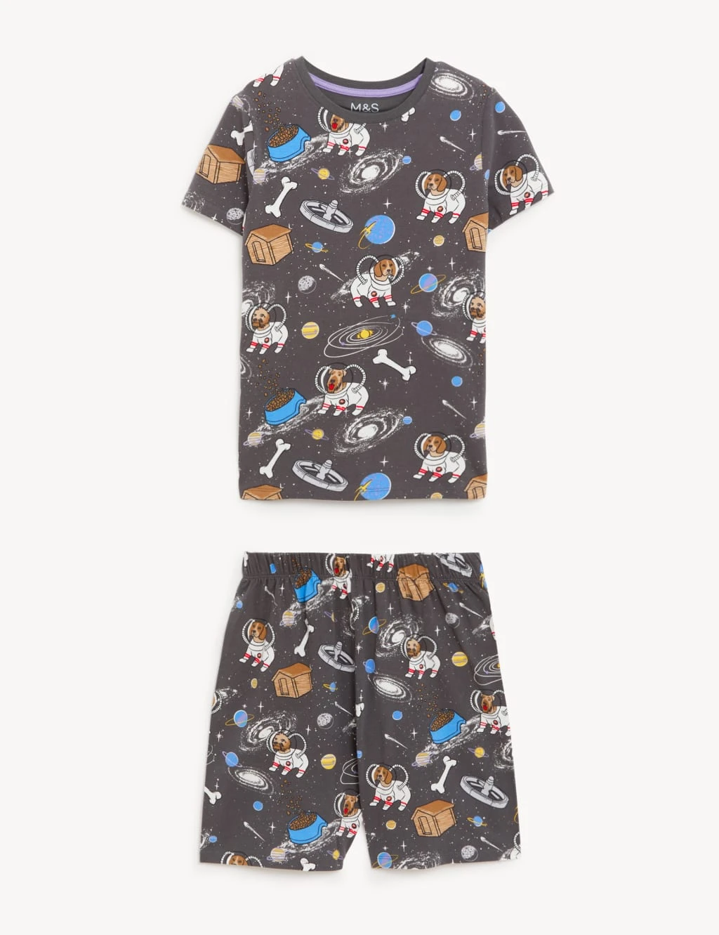 Cotton Rich Space Dog Short Pyjama Set (7-16 Yrs) 2 Cotton Rich Space Dog Short Pyjama Set (7-16 Yrs) - Image 2