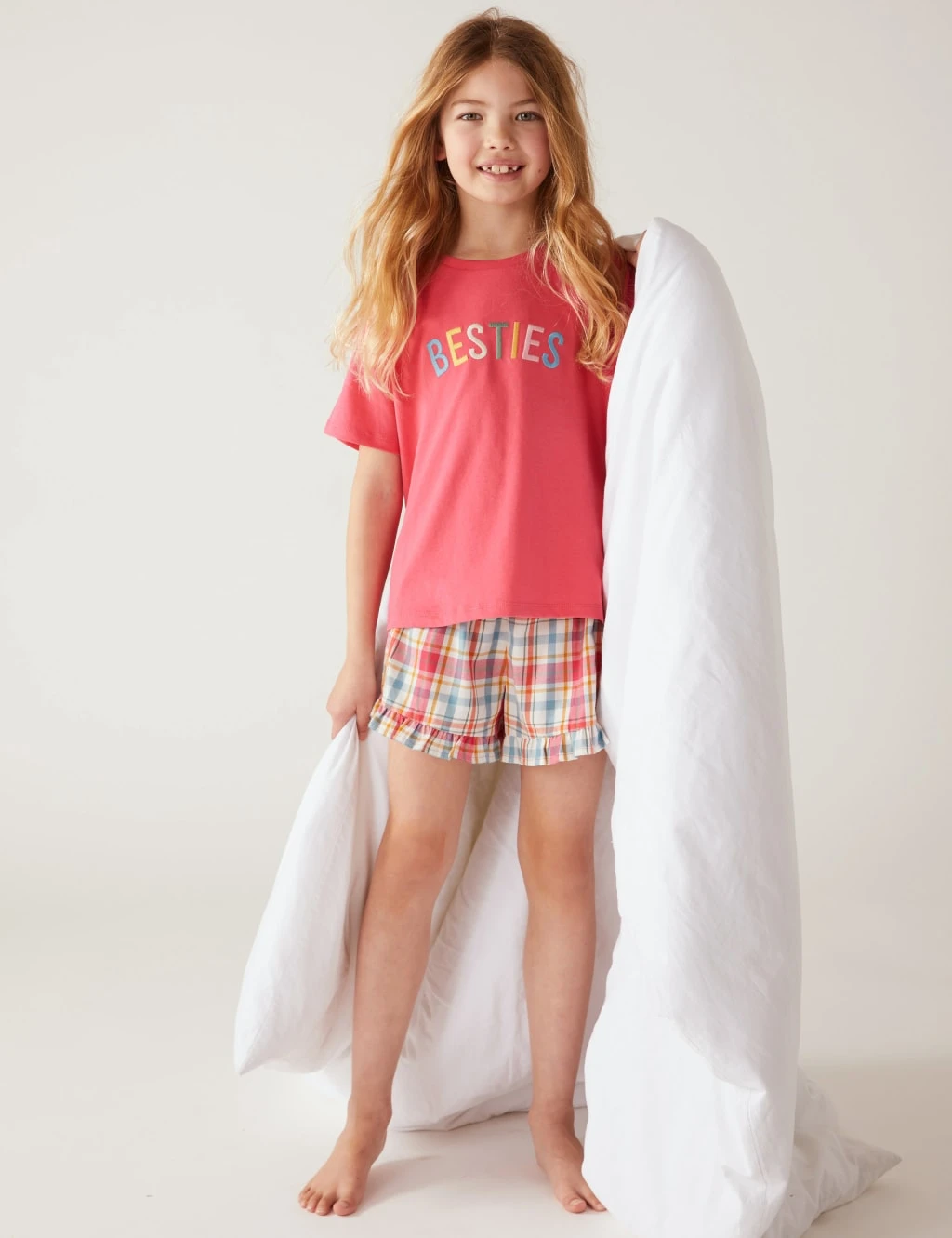 Pure Cotton Besties Slogan Short Pyjama Set (1 - 16 Yrs) 1 Pure Cotton Besties Slogan Short Pyjama Set (1 - 16 Yrs)