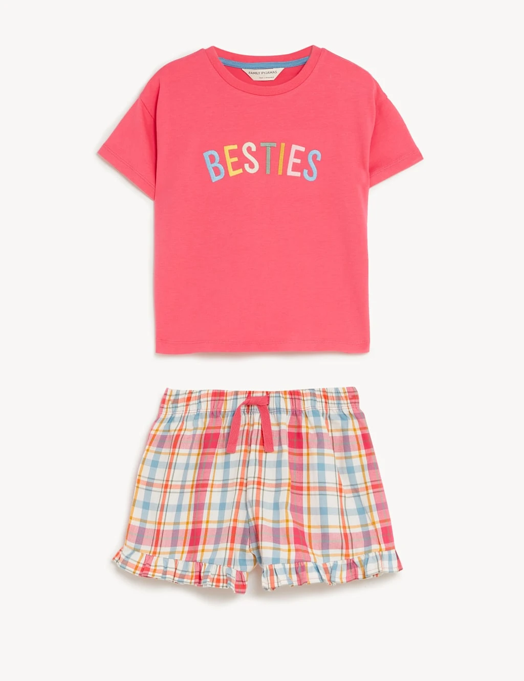 Pure Cotton Besties Slogan Short Pyjama Set (1 - 16 Yrs) 2 Pure Cotton Besties Slogan Short Pyjama Set (1 - 16 Yrs) - Image 2