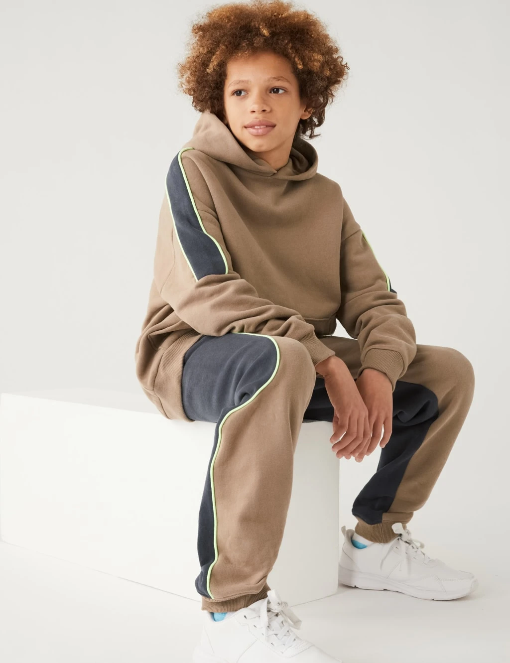Cotton Rich Colour Block Joggers (6-16 Yrs) 1 Cotton Rich Colour Block Joggers (6-16 Yrs)