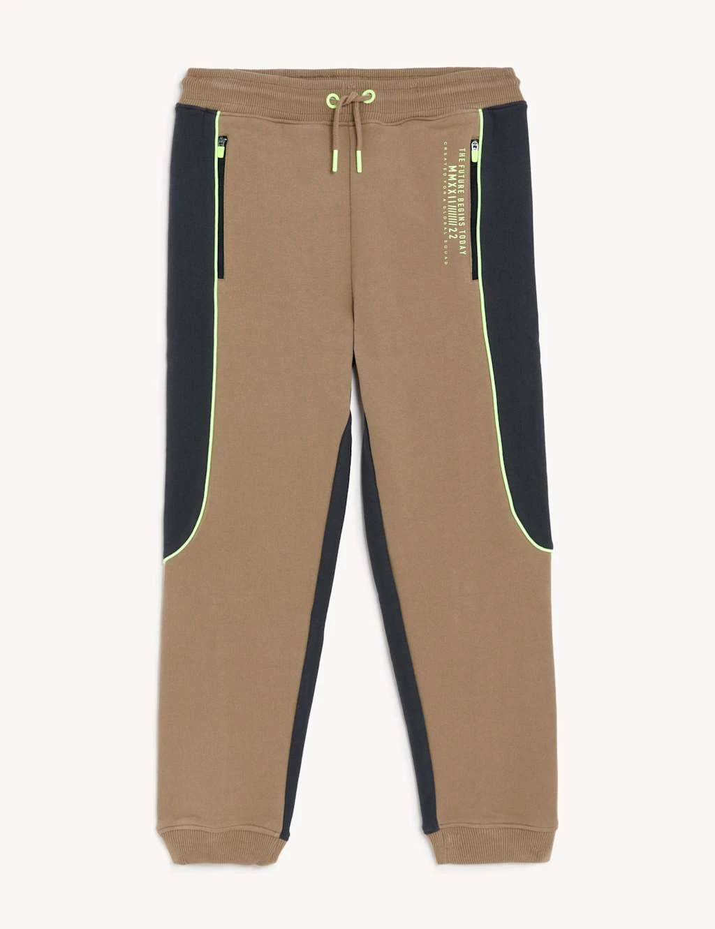 Cotton Rich Colour Block Joggers (6-16 Yrs) 2 Cotton Rich Colour Block Joggers (6-16 Yrs) - Image 2