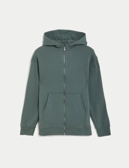 Cotton Rich Plain Zip Hoodie (6-16 Yrs)