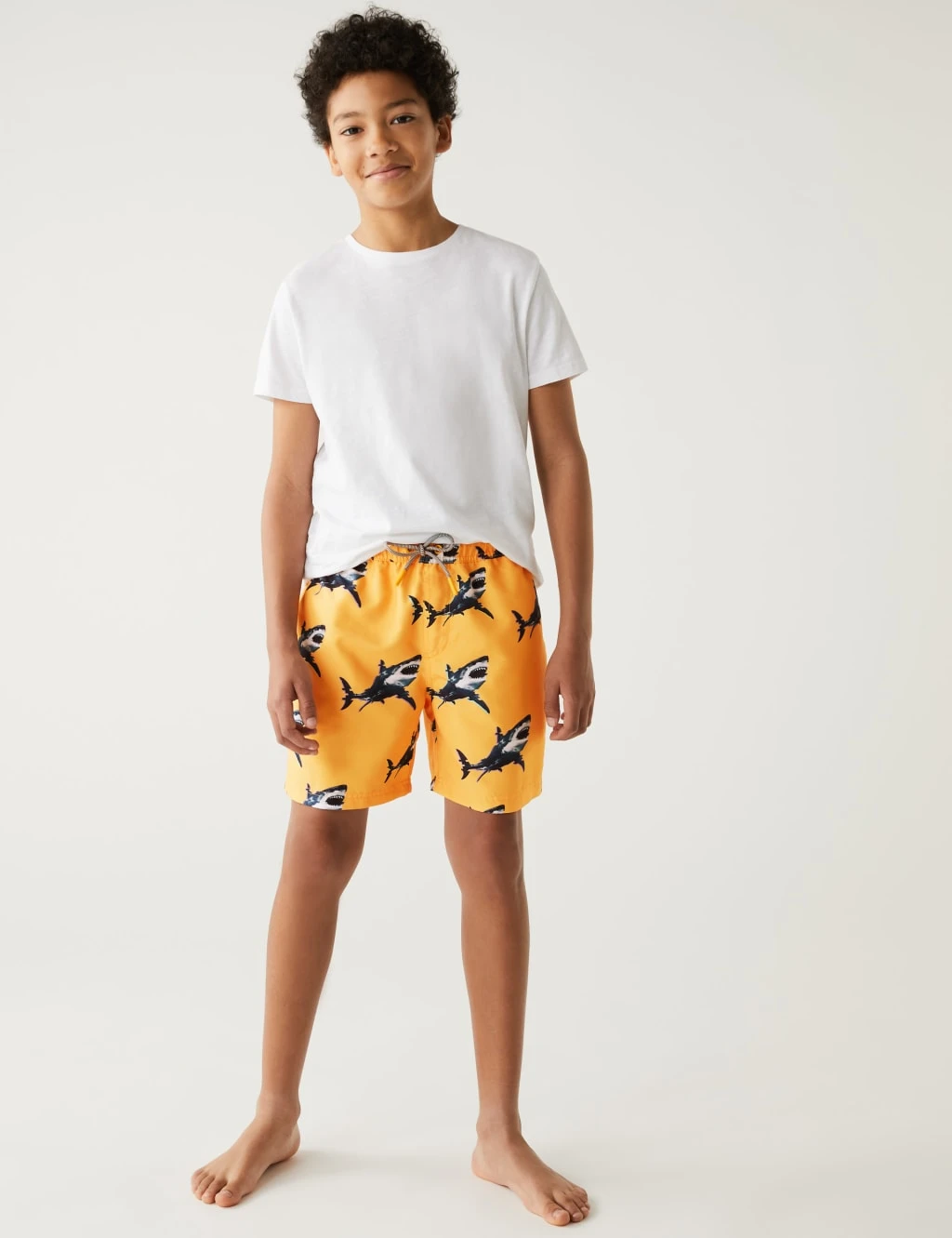Shark Print Swim Shorts (6-16 Yrs) 1 Shark Print Swim Shorts (6-16 Yrs)