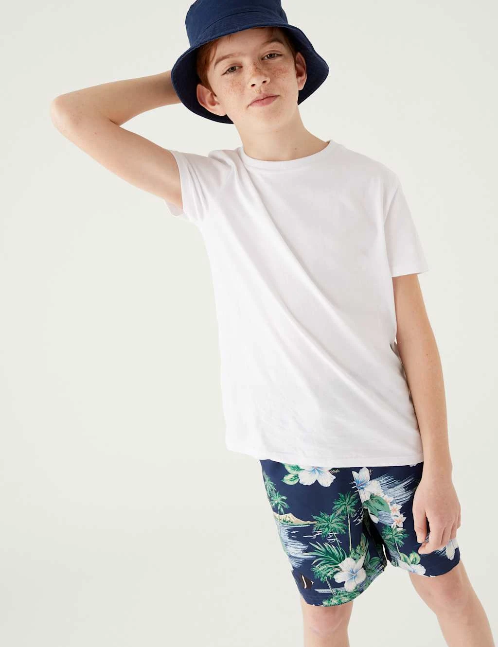 Mini Me Hawaiian Print Swim Shorts (6-16 Yrs) 1 Mini Me Hawaiian Print Swim Shorts (6-16 Yrs)