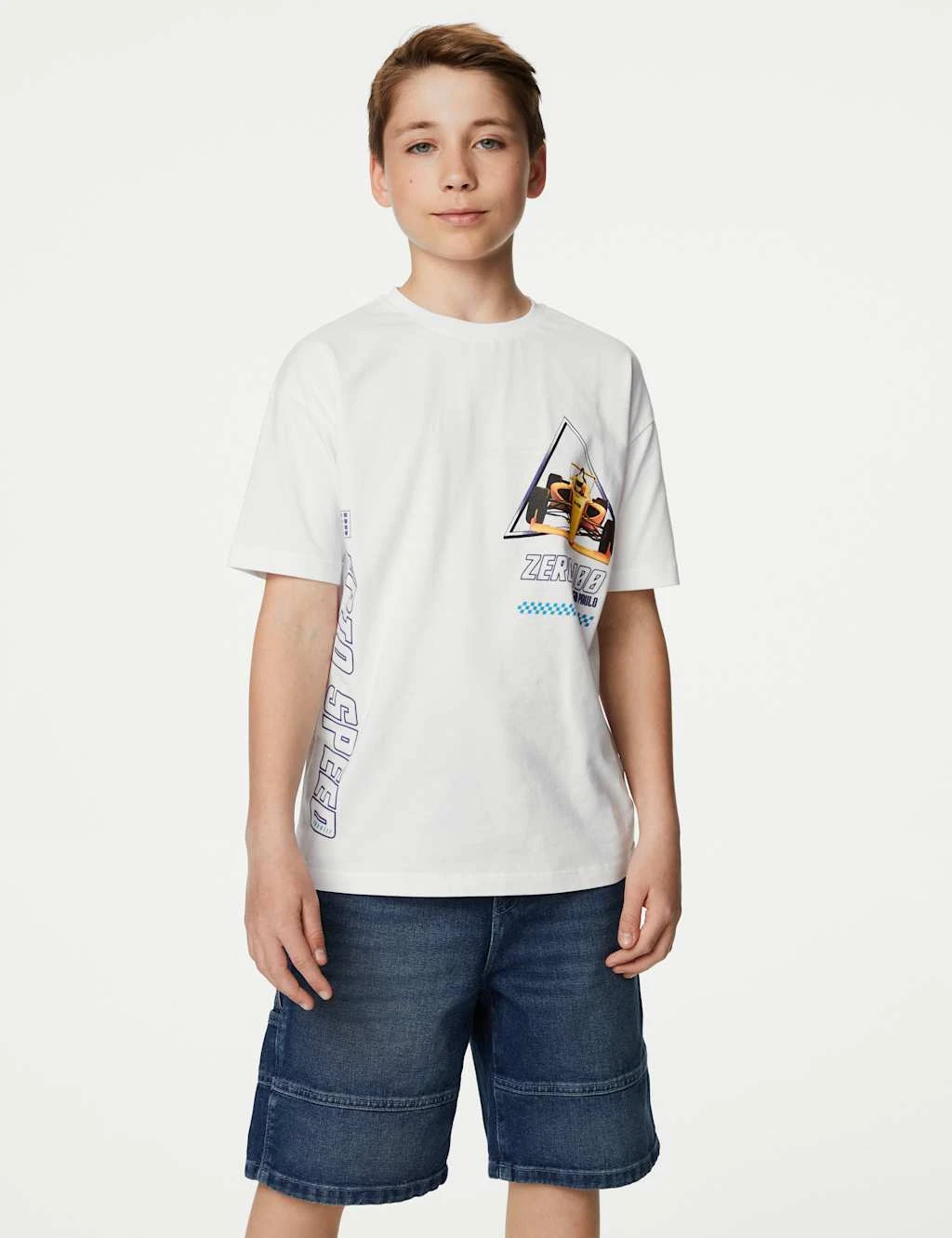 Pure Cotton Motor Racing Print T-Shirt (6-16 Yrs) 1 Pure Cotton Motor Racing Print T-Shirt (6-16 Yrs)