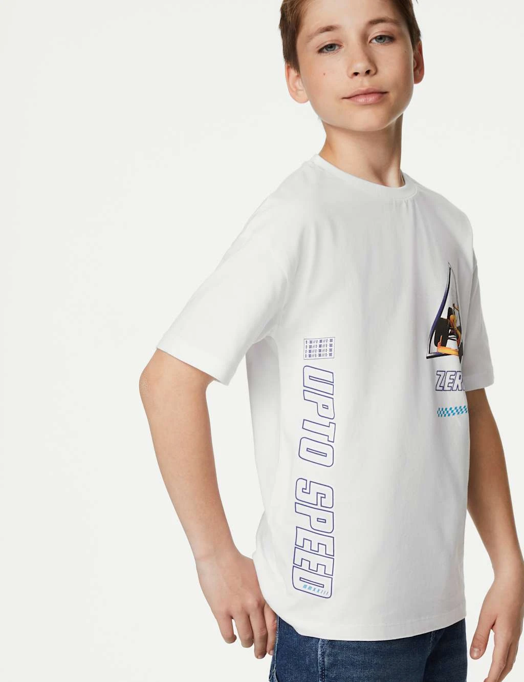 Pure Cotton Motor Racing Print T-Shirt (6-16 Yrs) 3 Pure Cotton Motor Racing Print T-Shirt (6-16 Yrs) - Image 3