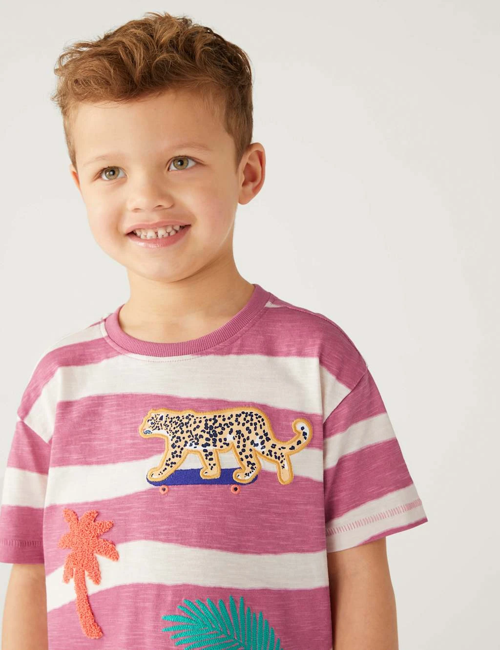 Pure Cotton Striped Safari T-Shirt (2-8 Yrs) 3 Pure Cotton Striped Safari T-Shirt (2-8 Yrs) - Image 3