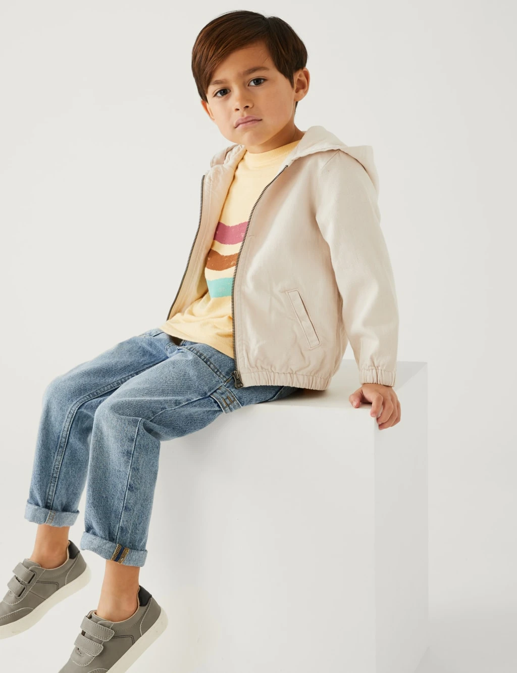 Cotton Rich Denim Hooded Jacket (2-8 Yrs) 1 Cotton Rich Denim Hooded Jacket (2-8 Yrs)