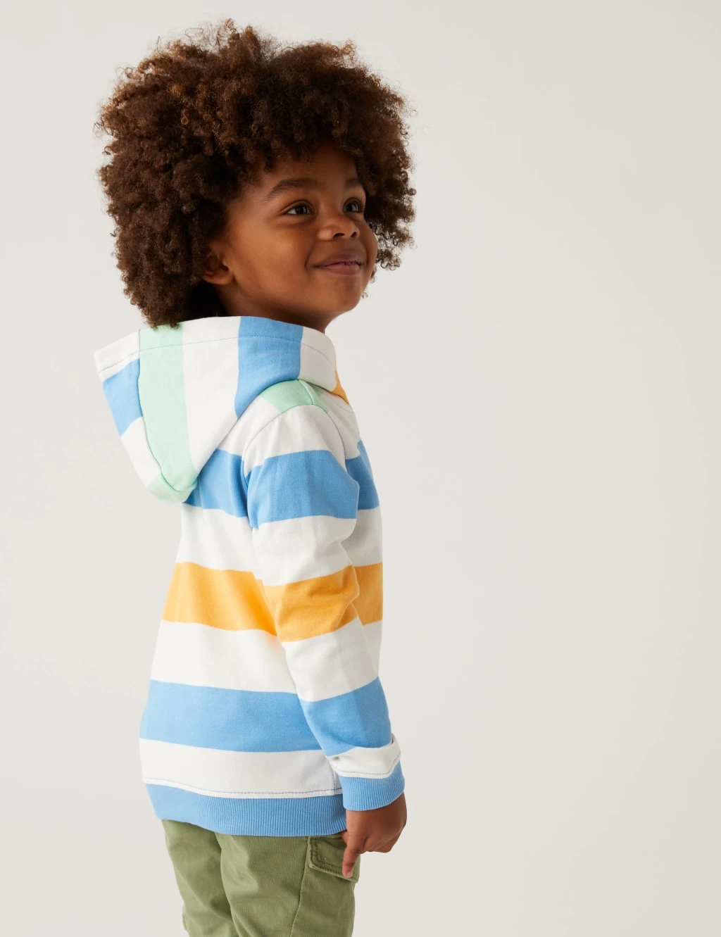 Pure Cotton Striped Hoodie (2-8 Yrs) 4 Pure Cotton Striped Hoodie (2-8 Yrs) - Image 4