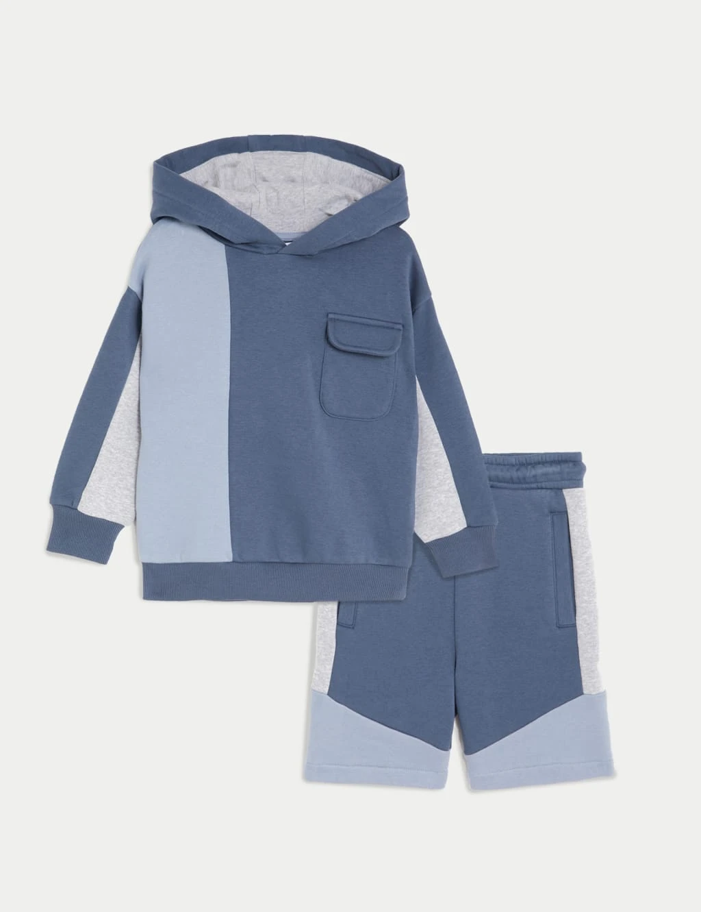Cotton Rich Colour Block Hoodie & Shorts Set (2-8 Yrs) 1 Cotton Rich Colour Block Hoodie & Shorts Set (2-8 Yrs)
