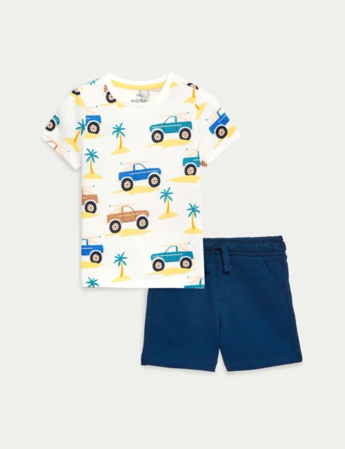 Pure Cotton Beach Truck Top & Bottom Outfit (2 - 8 Yrs)