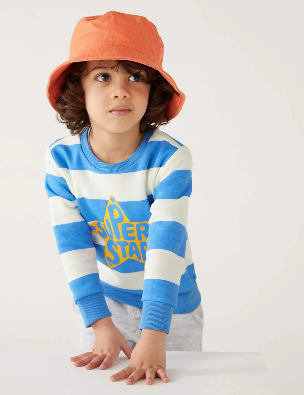 Cotton Rich Striped Star Sweatshirt (2-8 Yrs) 1 Cotton Rich Striped Star Sweatshirt (2-8 Yrs)