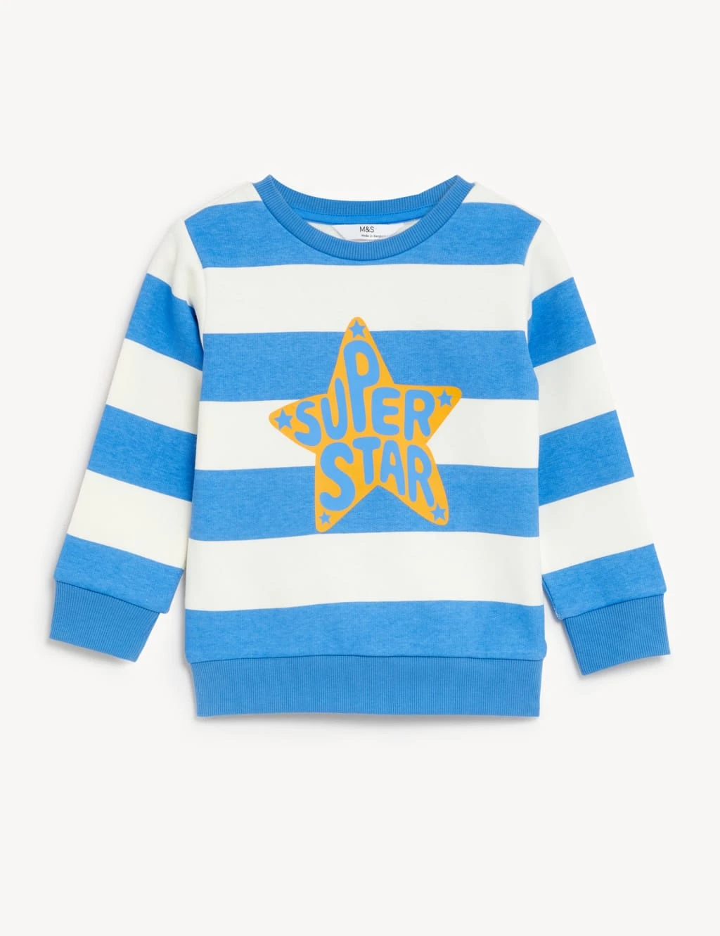 Cotton Rich Striped Star Sweatshirt (2-8 Yrs) 2 Cotton Rich Striped Star Sweatshirt (2-8 Yrs) - Image 2