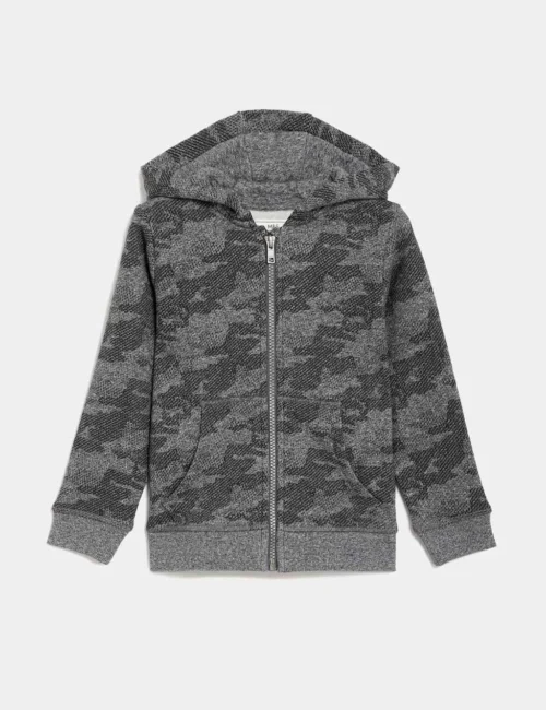 Cotton Rich Patterned Zip Hoodie (2-8 Yrs)
