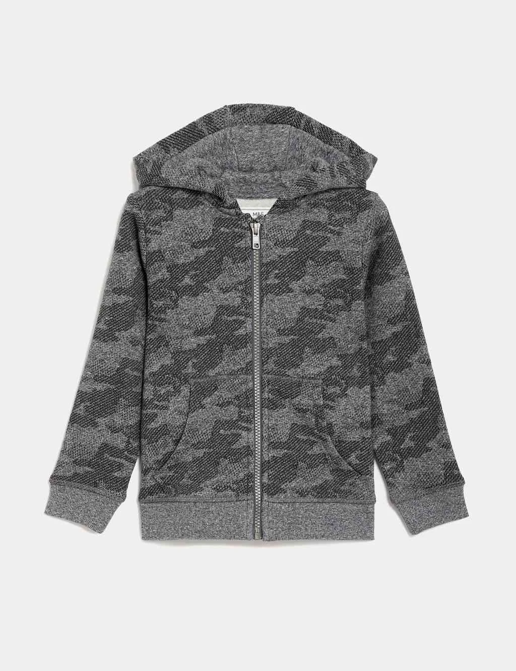 Cotton Rich Patterned Zip Hoodie (2-8 Yrs) 1 Cotton Rich Patterned Zip Hoodie (2-8 Yrs)