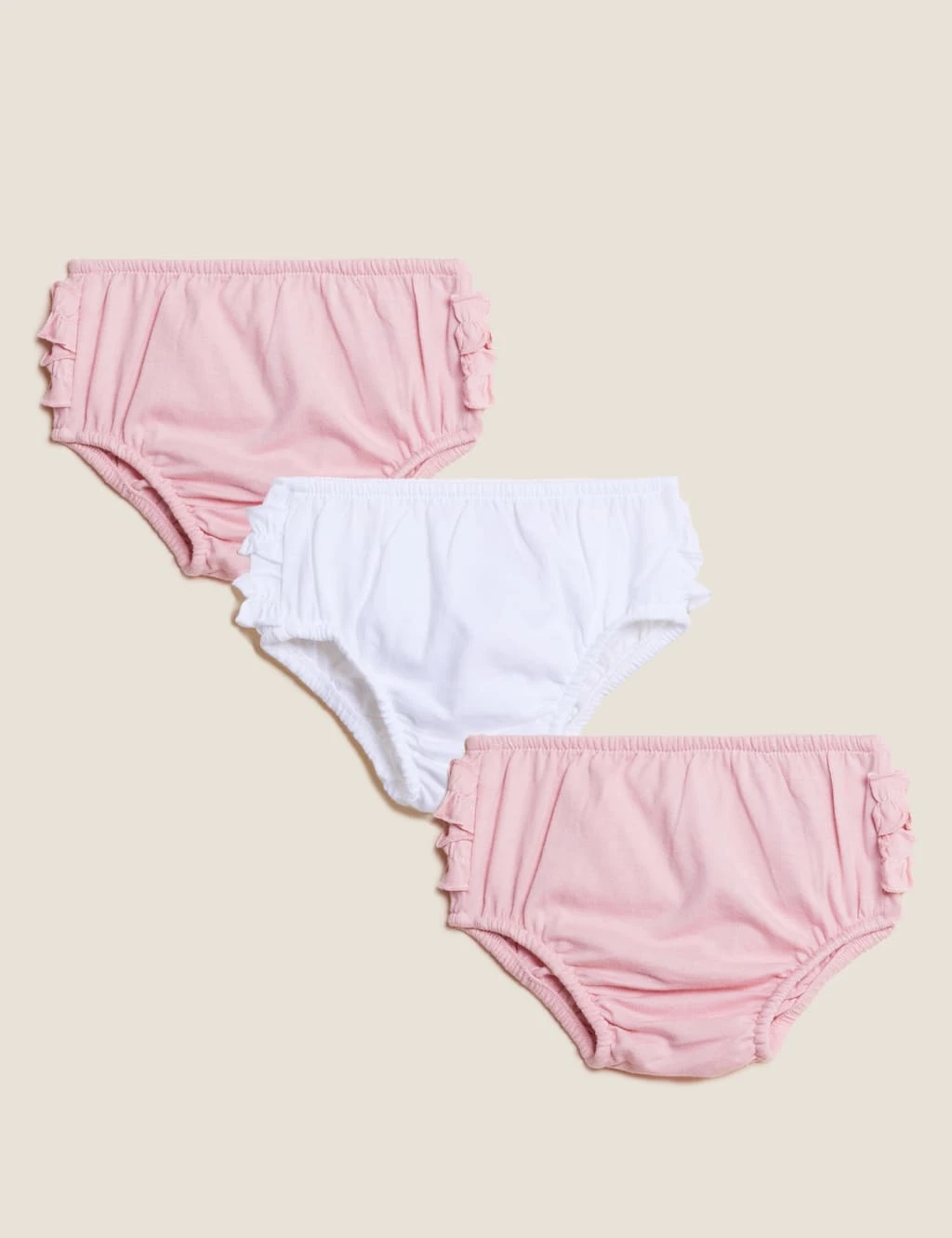 3pk Pure Cotton Frill Knickers (7lbs-3 Yrs) 1 3pk Pure Cotton Frill Knickers (7lbs-3 Yrs)
