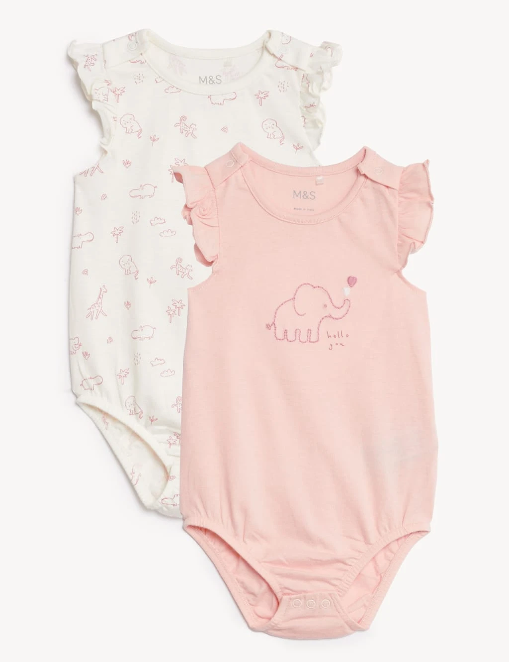 2pk Pure Cotton Animal Rompers (0-1 Yrs) 1 2pk Pure Cotton Animal Rompers (0-1 Yrs)