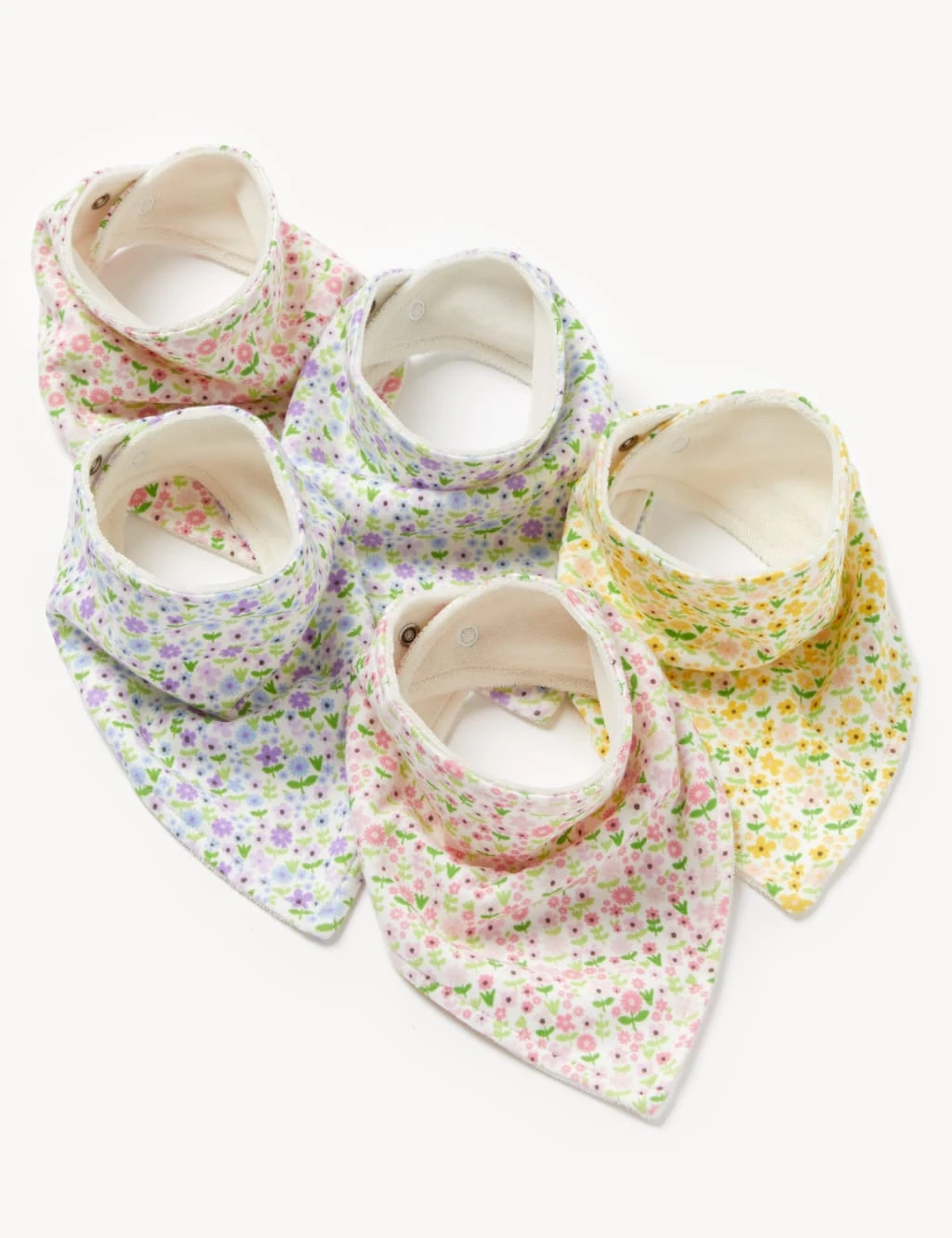 5pk Cotton Rich Floral Dribble Bibs 1 5pk Cotton Rich Floral Dribble Bibs