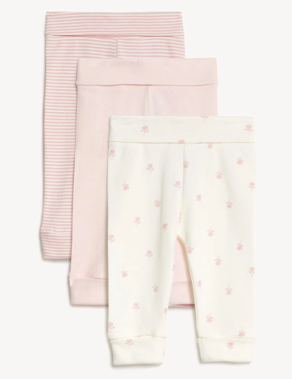 3pk Pure Cotton Striped & Floral Leggings (5lbs - 3 Yrs) 1 3pk Pure Cotton Striped & Floral Leggings (5lbs - 3 Yrs)