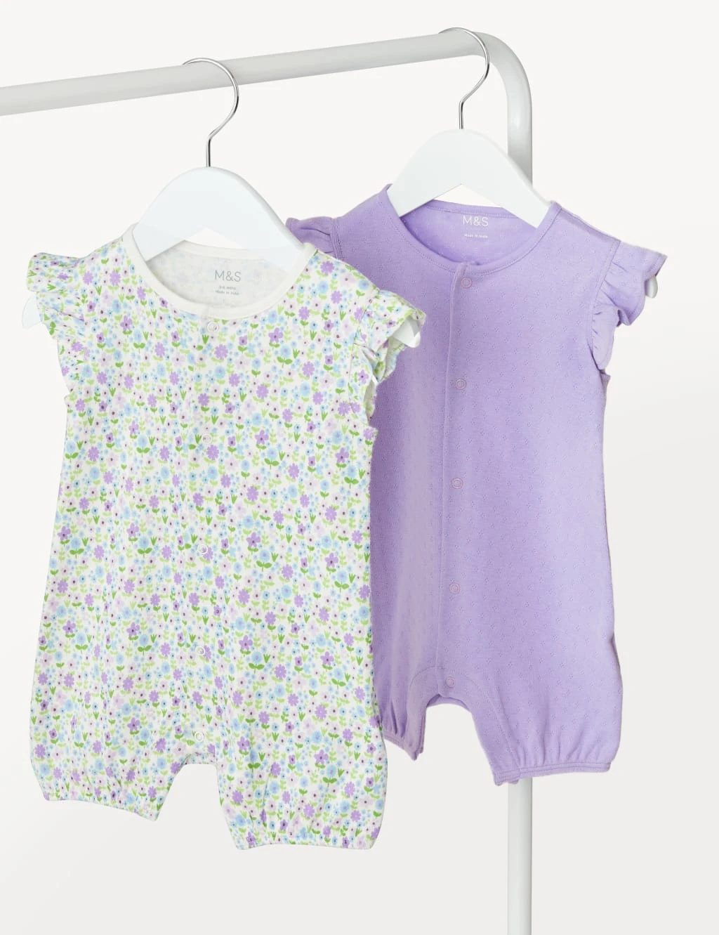 2pk Pure Cotton Floral Rompers (0-3 Yrs) 1 2pk Pure Cotton Floral Rompers (0-3 Yrs)