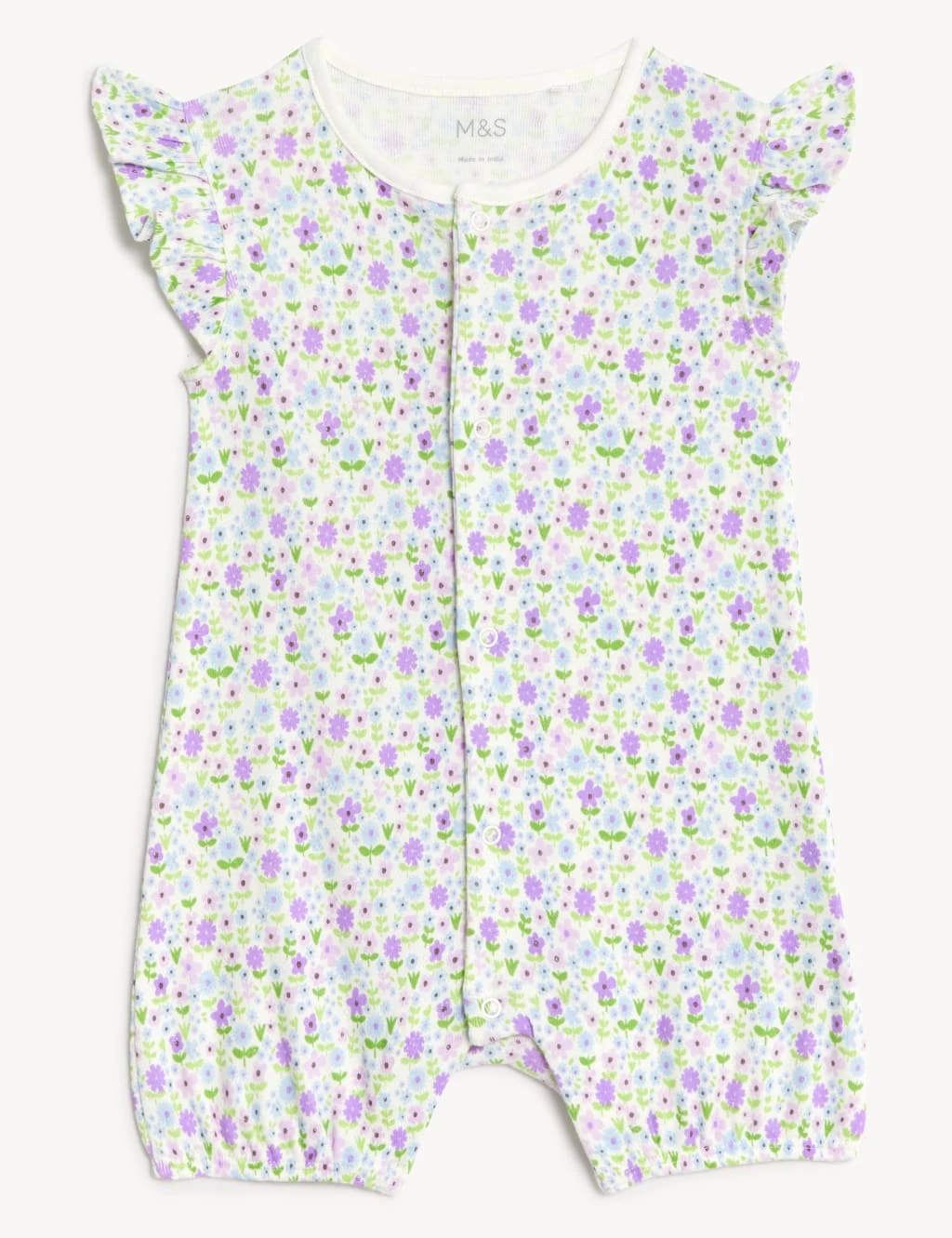 2pk Pure Cotton Floral Rompers (0-3 Yrs) 2 2pk Pure Cotton Floral Rompers (0-3 Yrs) - Image 2