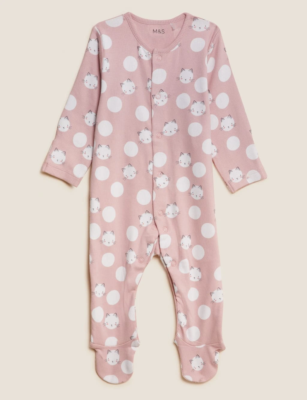 3pk Cotton Rich Cat Print Sleepsuits (6½lbs-3 Yrs) 3 3pk Cotton Rich Cat Print Sleepsuits (6½lbs-3 Yrs) - Image 3