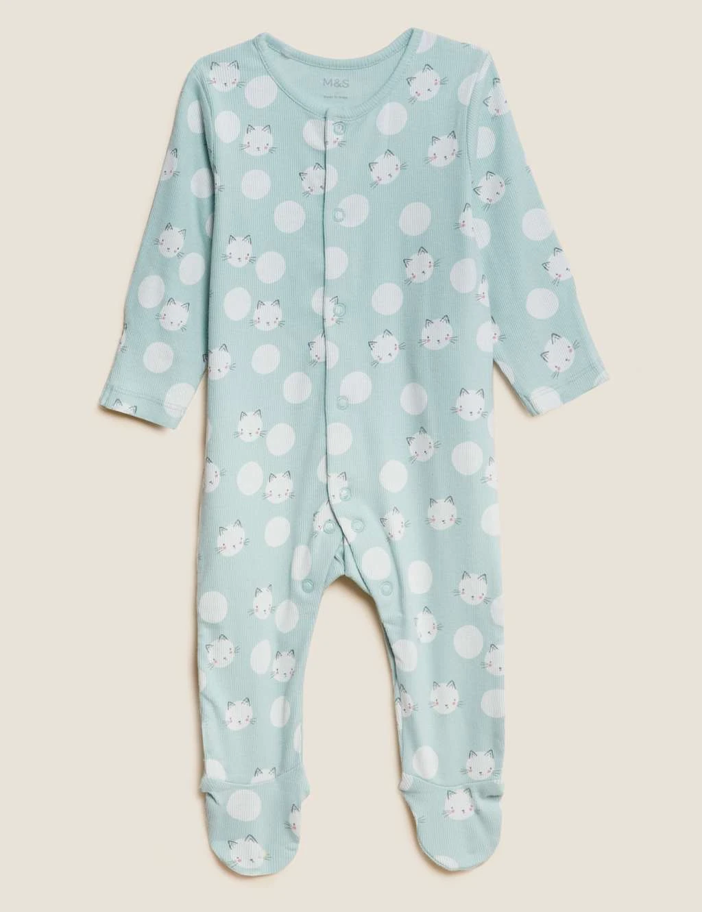 3pk Cotton Rich Cat Print Sleepsuits (6½lbs-3 Yrs) 4 3pk Cotton Rich Cat Print Sleepsuits (6½lbs-3 Yrs) - Image 4