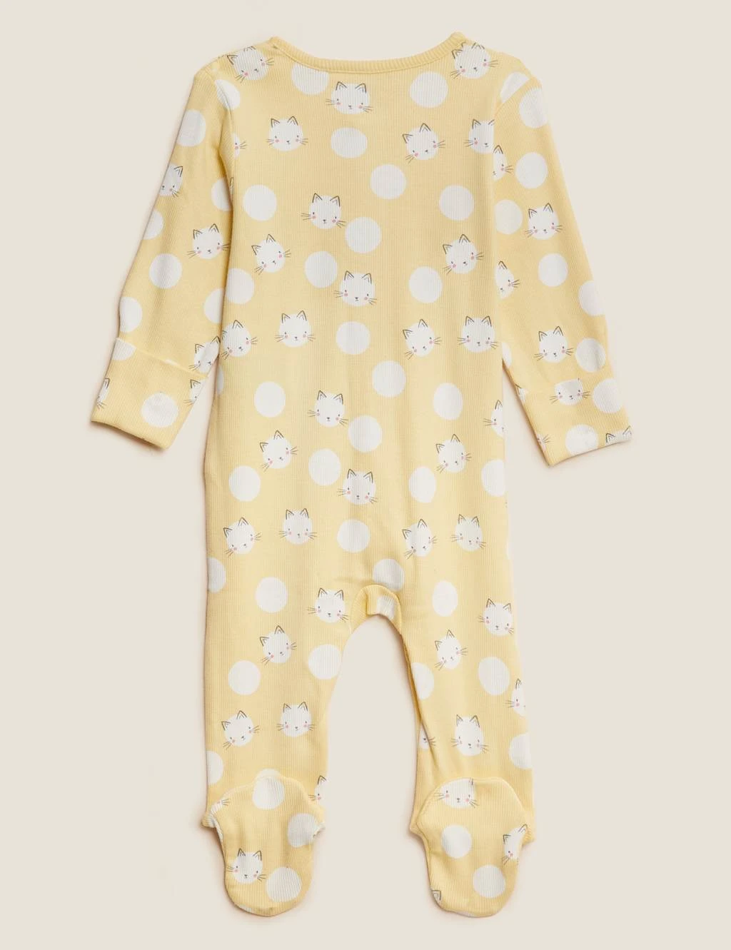 3pk Cotton Rich Cat Print Sleepsuits (6½lbs-3 Yrs) 5 3pk Cotton Rich Cat Print Sleepsuits (6½lbs-3 Yrs) - Image 5