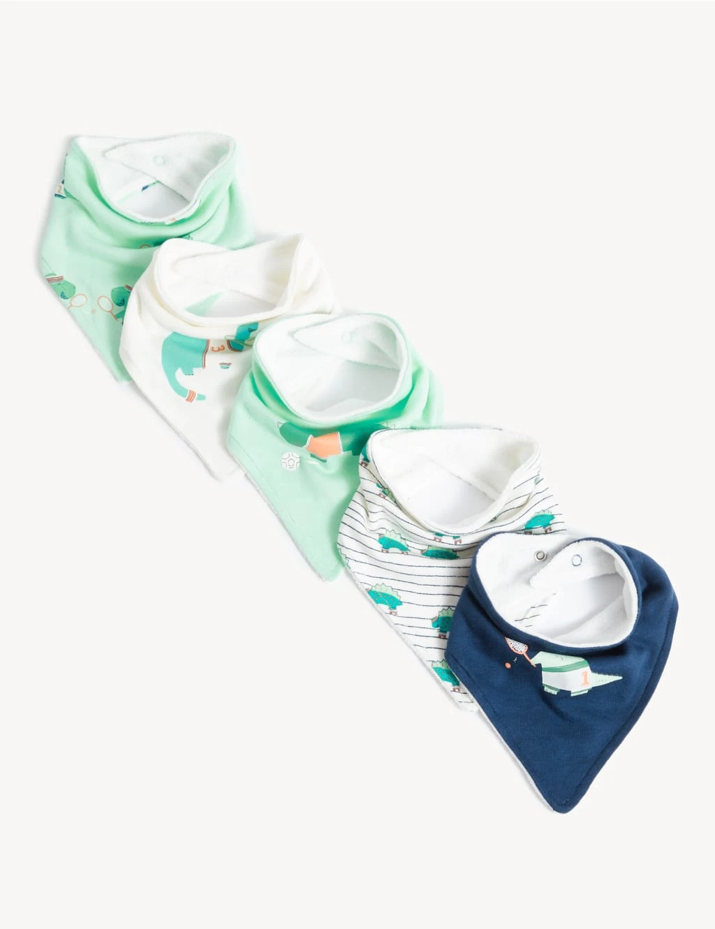 5pk Cotton Rich Dinosaur Dribble Bibs 1 5pk Cotton Rich Dinosaur Dribble Bibs