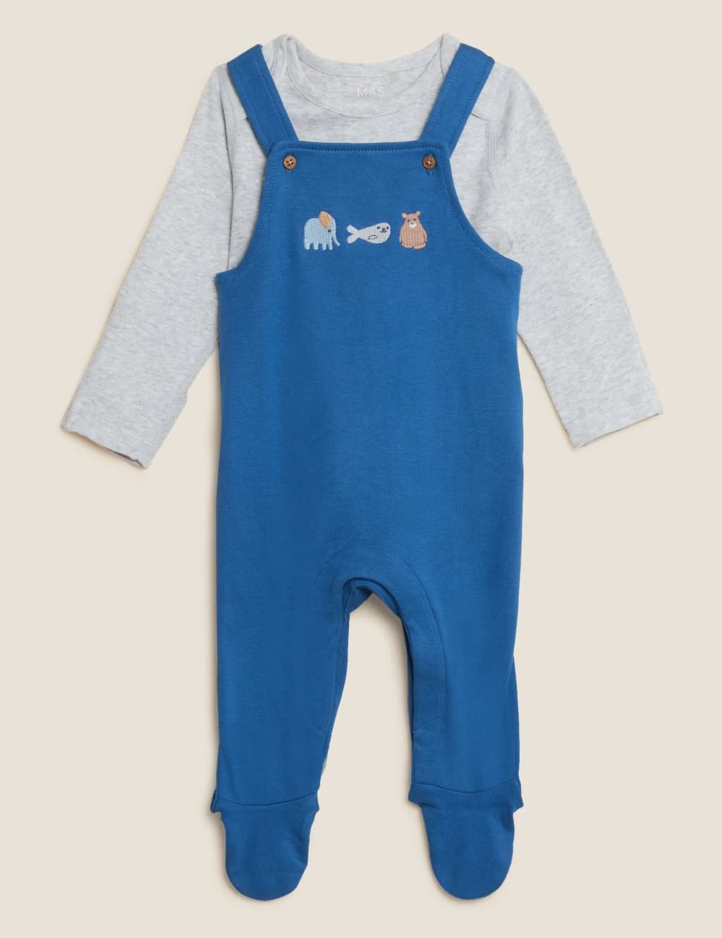 2pc Pure Cotton Animal Dungaree Outfit (7lbs - 12 Mths) 2 2pc Pure Cotton Animal Dungaree Outfit (7lbs - 12 Mths) - Image 2