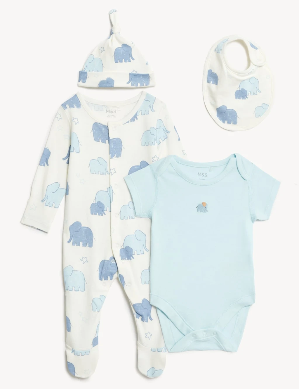 4pc Pure Cotton Elephant Starter Set (0-1 Yrs) 1 4pc Pure Cotton Elephant Starter Set (0-1 Yrs)
