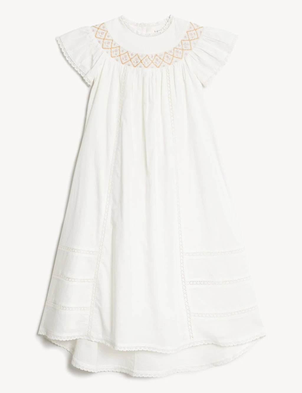 Pure Cotton Embroidered Christening Gown (7lbs-12 Mths) 2 Pure Cotton Embroidered Christening Gown (7lbs-12 Mths) - Image 2